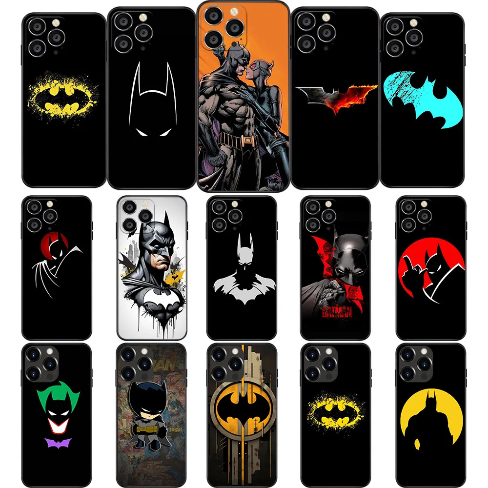 US-26 Batman Soft Case For iPhone 15 14 13 12 11 Mini Max Pro Plus