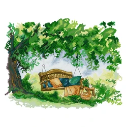 Joy Sunday Cross Stitch Kit Swing in The Garden 11CT 14CT Printed Cross Stitch Embroidery Kits Set Crosstitch Kit Needlework