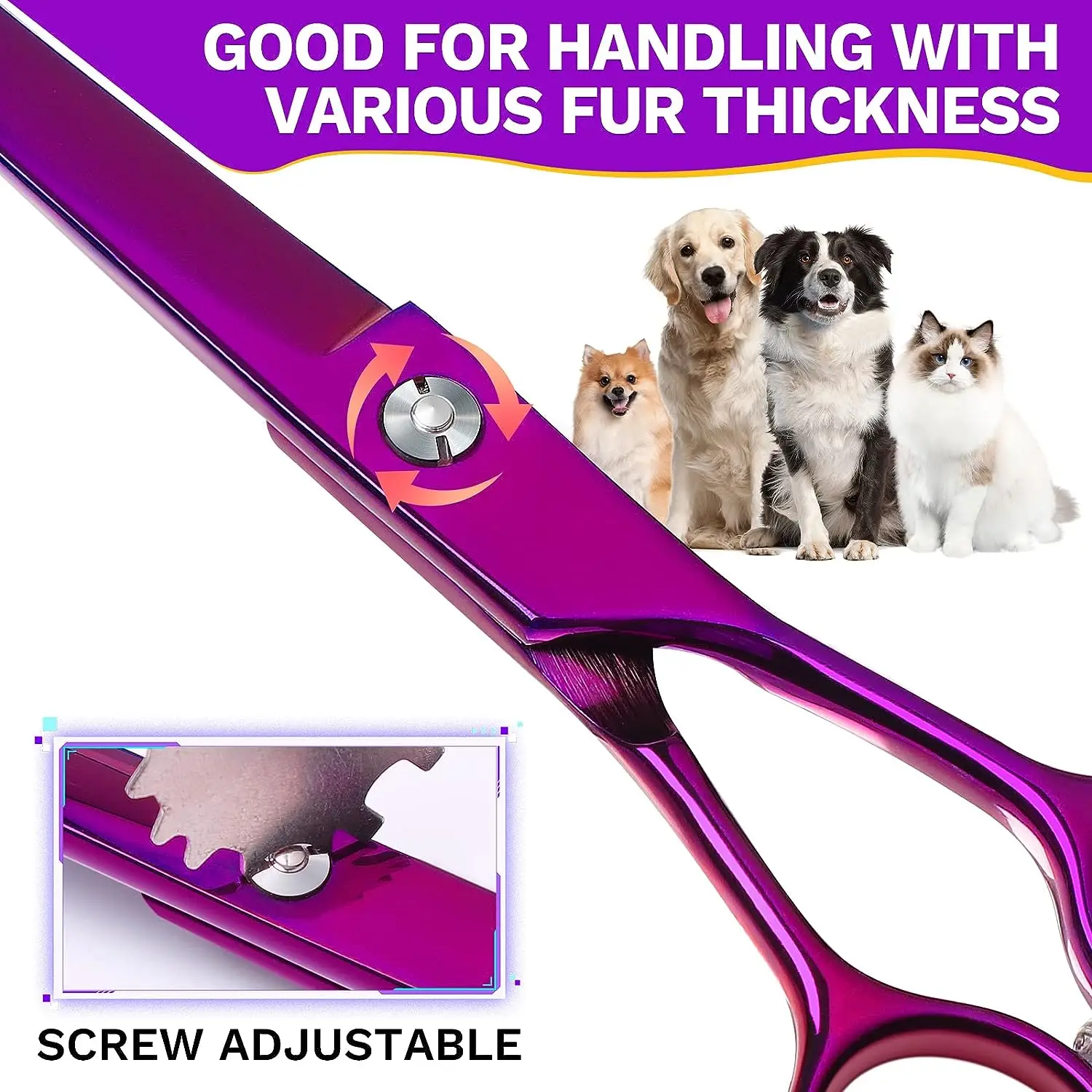 Pet Grooming Scissors 7inch Right and Left Hand Curved Scissors For Dog Grooming Hair Styling Scissors