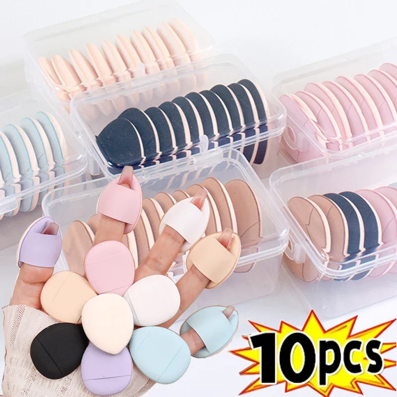 Finger Makeup Puff with Box 10pcs Air Cushion Mini Size Cosmetic Puff Concealer Foundation Detail Makeup Sponge Set Beauty Tools