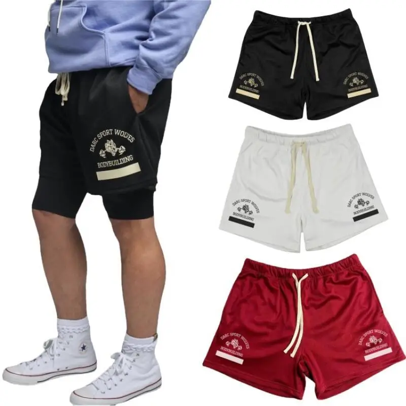 

Men's Casual Classic Shorts Fitness Workout Sport Mesh Ventilation Shorts Stretch Quick-Dry Pants with Zipper Pockets