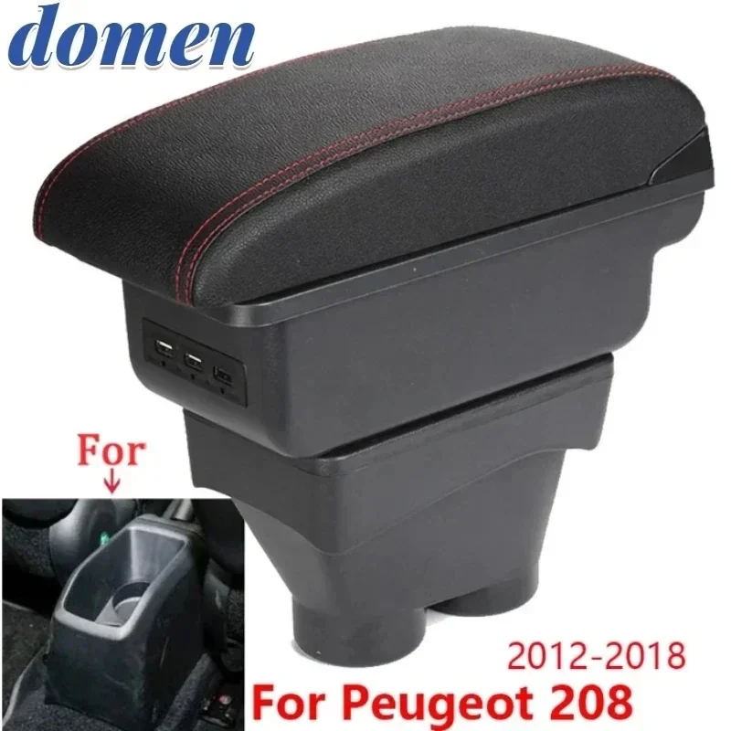 

NEW For Peugeot 208 Armrest Box Storage box Car Holder Ashtray Interior accessories Retrofit parts Curved surface USB