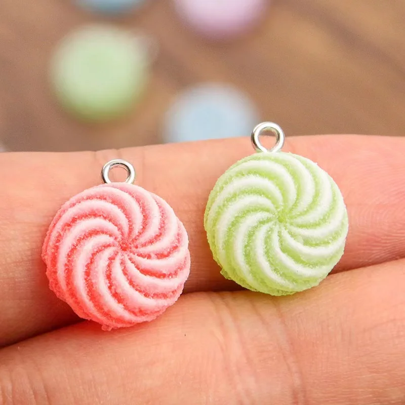 10pcs 16*20mm Simulated Colorful Circle Frosted Candy Resin Charms Accessories Pendants Handmade  Jewelry DIY Earring Necklace