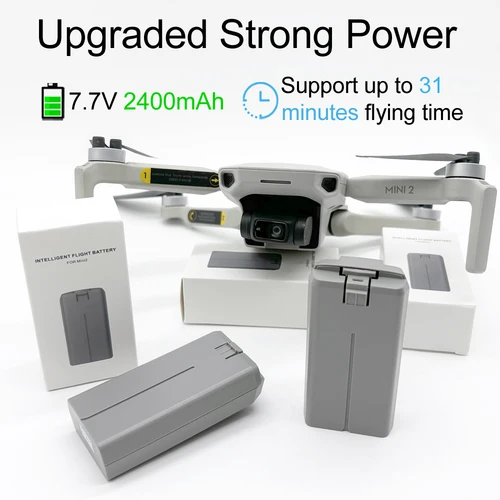 Imagen 2 del producto Batería para DJI Original Mini 4K Drone, compatible con hasta 31 minutos de tiempo de vuelo 7,7 V 2400mAh Mini 2 SE baterías de vuelo inteligentes