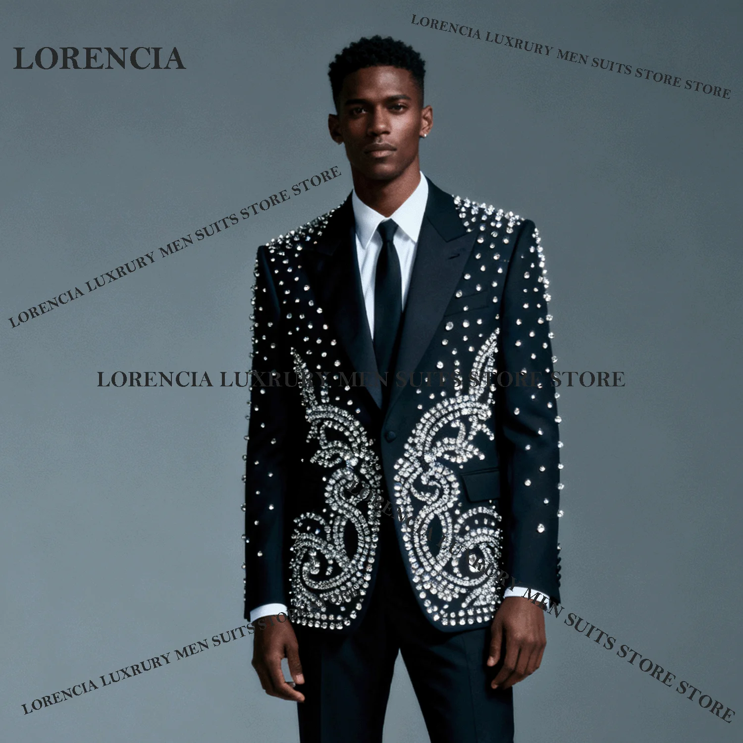 

Красивый высококачественный мужской костюм с лацканами, облегающий спортивный костюм для жениха, индивидуальные смокинги, свадебный фрак, ювелирные изделия с бриллиантами, Ropa homre