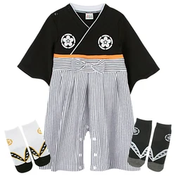 Baby Boys Japanese Kimono Style Infant Cotton Yukata Boys Jumpsuit Clothes Costume Newborn Kawaii Samurai Kimono Party Outfit