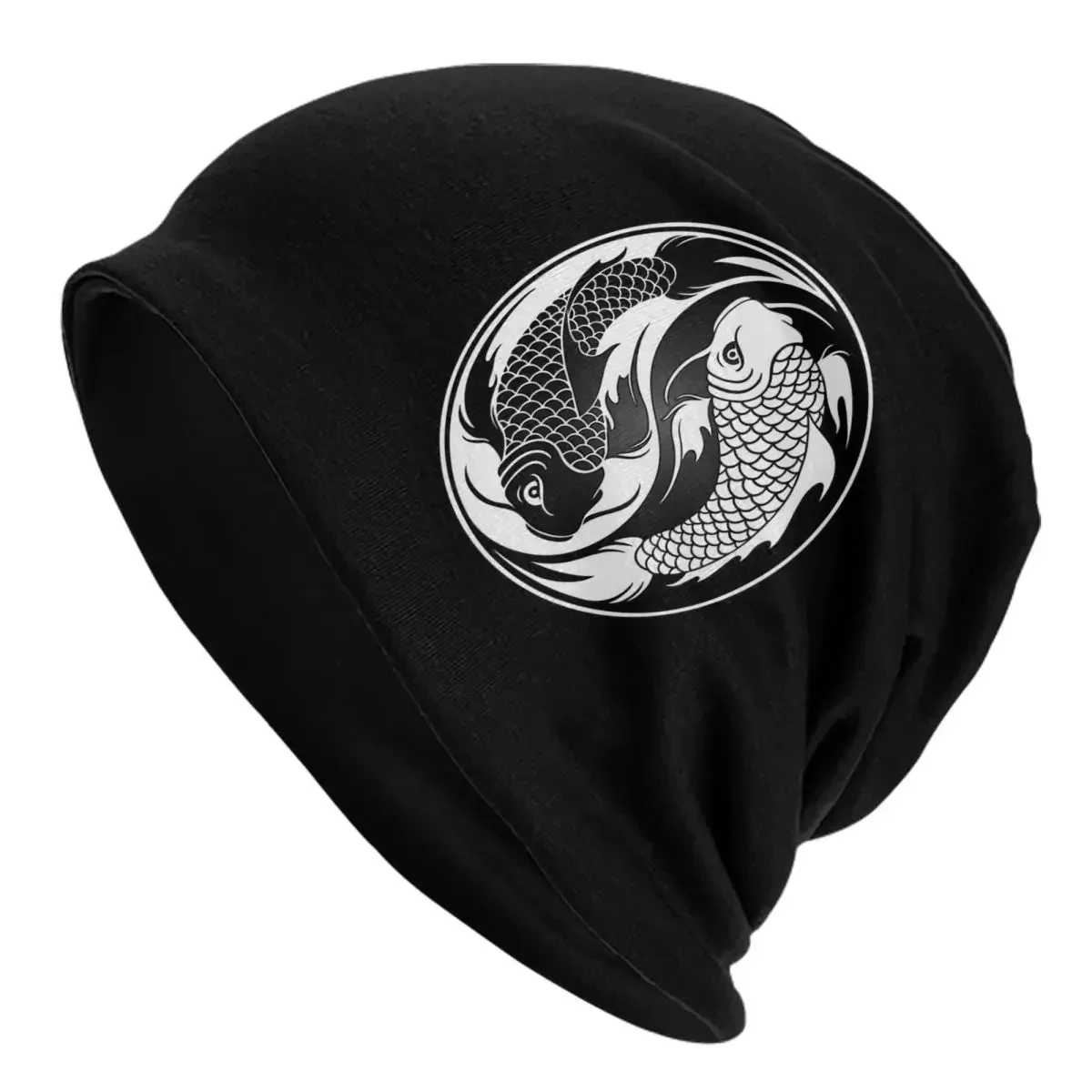 Black And White Yin Yang Koi Fish Warm Knitted Cap Hip Hop Bonnet Hat Autumn Winter Outdoor Beanies Hats for Men Women Adult