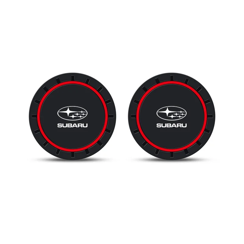 2PCS Silicone Car Coasters Water Cup Slot Non-Slip Mat Cup Mats Drink Pad For Subaru Forester XV STI Legacy BRZ Crosstrek Ascent