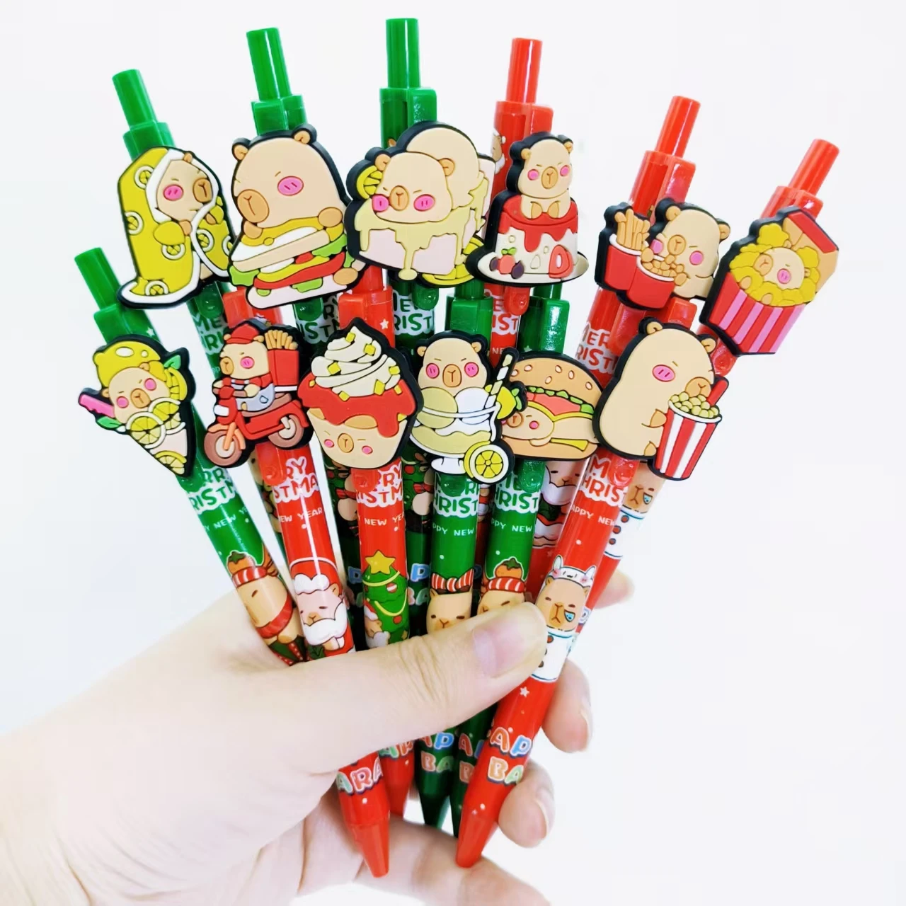 

7/15pcs Cute Capibala Styling Christmas Ballpoint Pen Christmas Bear Theme Ballpoint Pen Daily Office Stationery