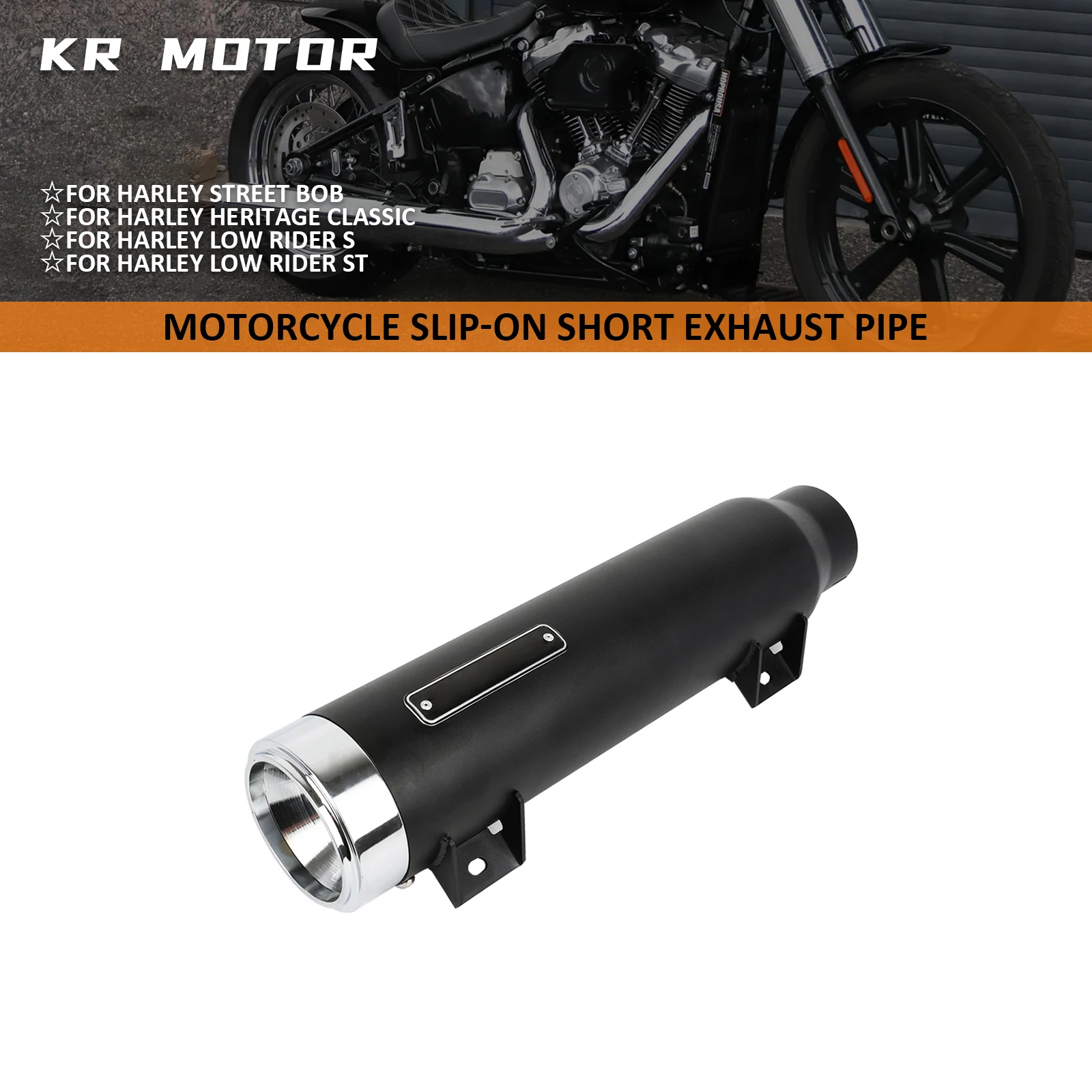 Slip-on Short Mufflers Exhaust Pipe Deep Sound Fits For Harley Street Bob Heritage Classic Low Rider S Low Rider ST 2025-2026