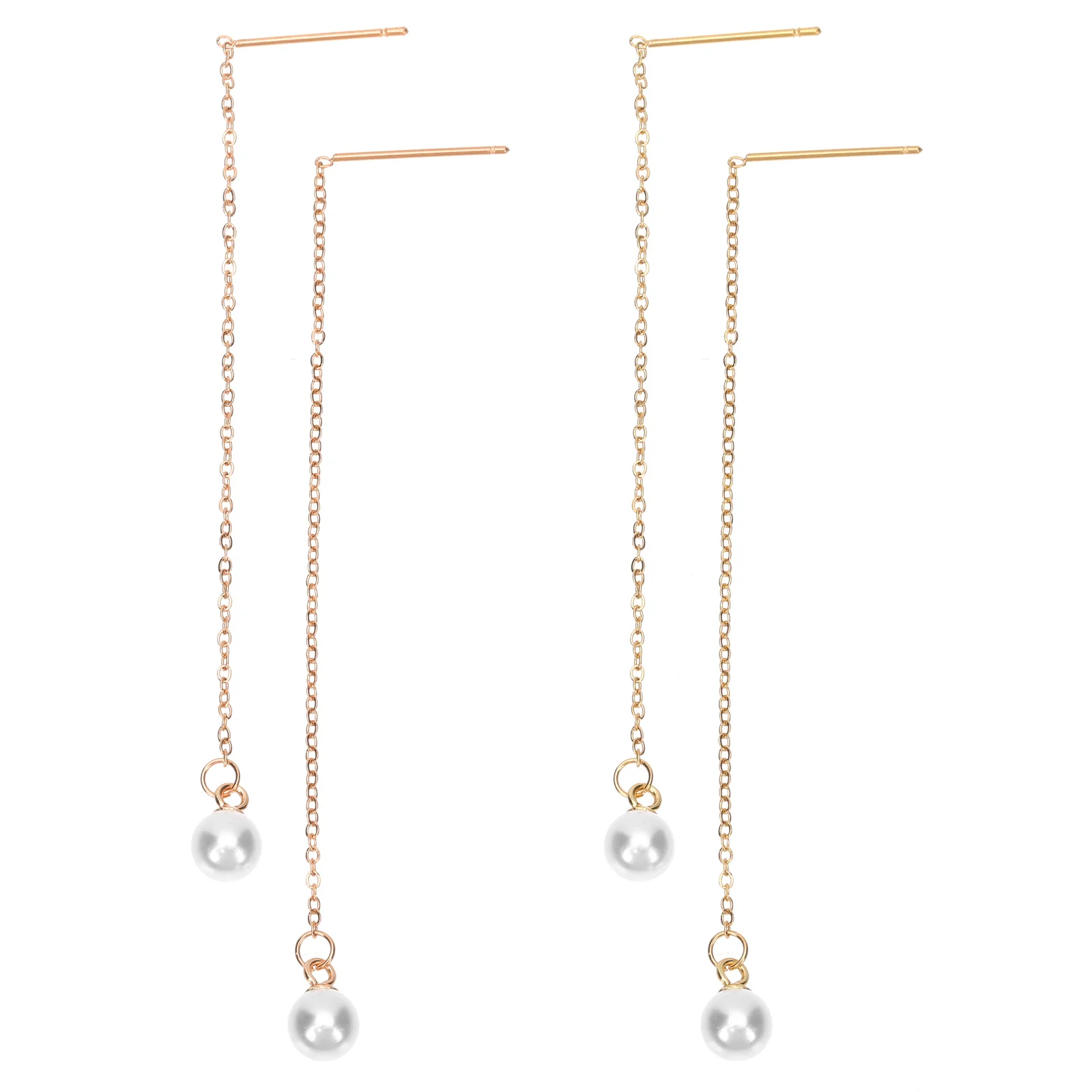 

2Pairs Unique Pearl Drop Earrings Delicate Decorative Safe Rust Resistant Fashionable Pearl Drop Earrings Ear Jewelry for Women