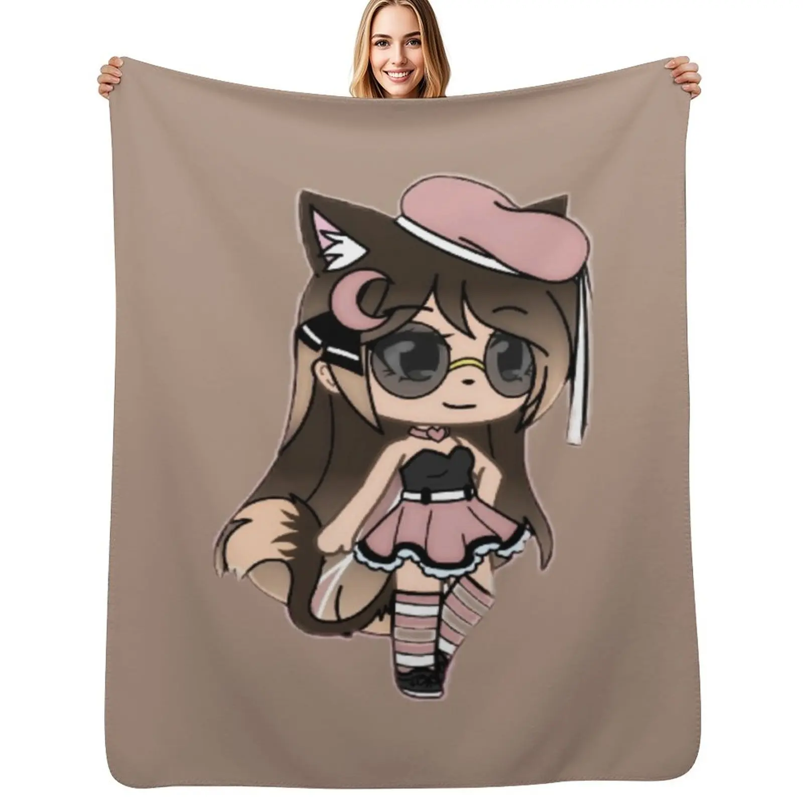 

Gacha Life Character Girl Throw Blanket anime Multi-Purpose Shaggy for winter Blankets