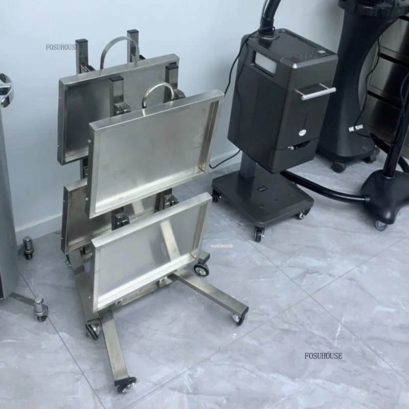 Stainless Steel Mobile Tool Cart For Salon Furniture Beauty Salon Perm Dyeing Trolley Barber Shop Luxury Folding Salon Trolleys