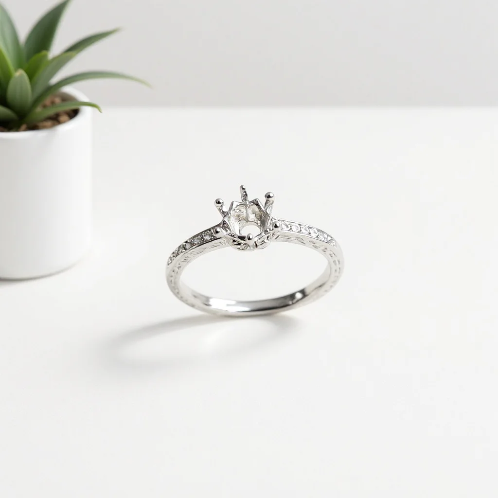 CZ Semi Mount Ring, Adjustable Ring Blank with Prong Setting -Round 6.5mm Ring Making Bases & DIY Ring Blanks For Jewelry Making
