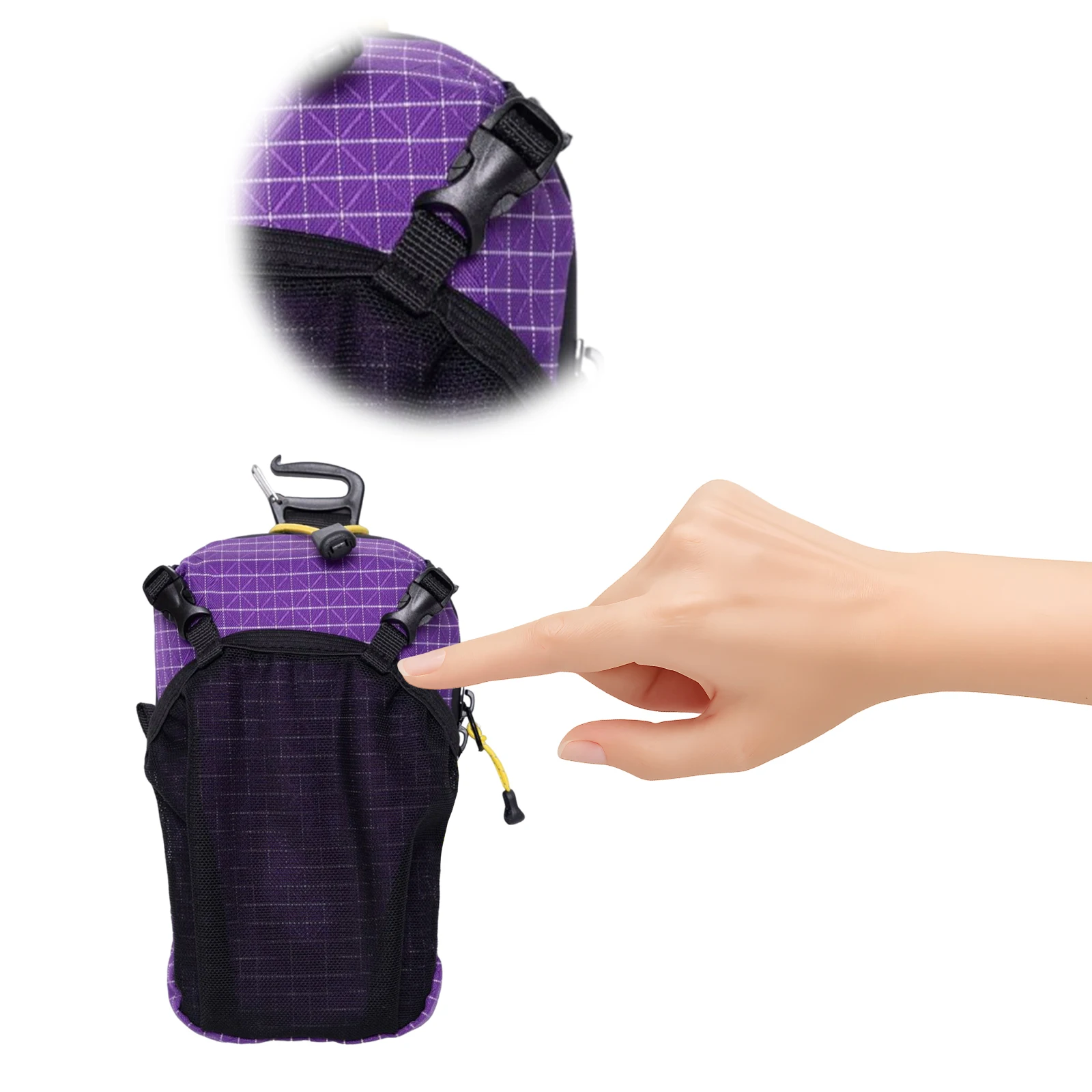 

Backpack Strap Pouch with Hook Portable Storage Expansion Bag Wear Resist Backpack Arm Hanging Bag Climbing Hiking Pouch