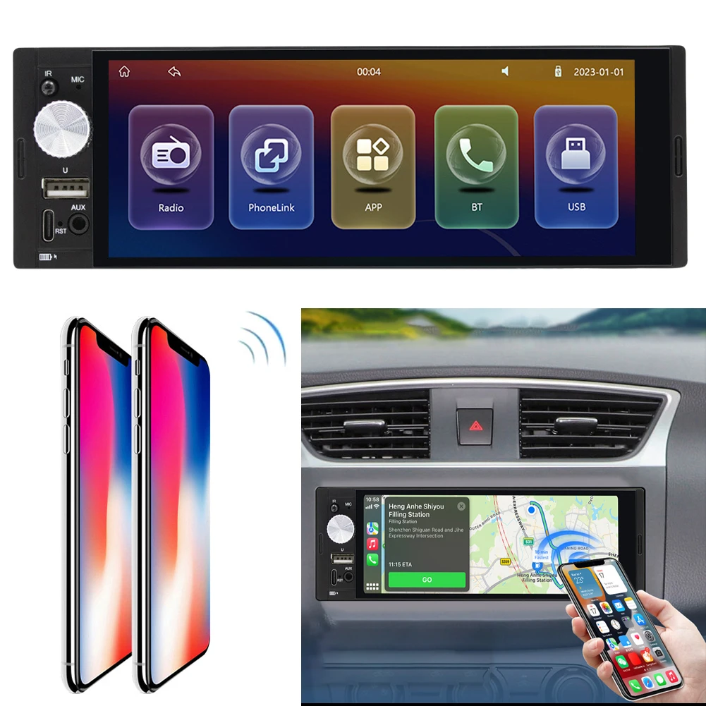 

6.36 Inch Car MP5 Player Rearview Camera Wireless CarPlay Android Auto FM Audio Stereo Receiver 2 Din Auto FM Radio Touch Screen