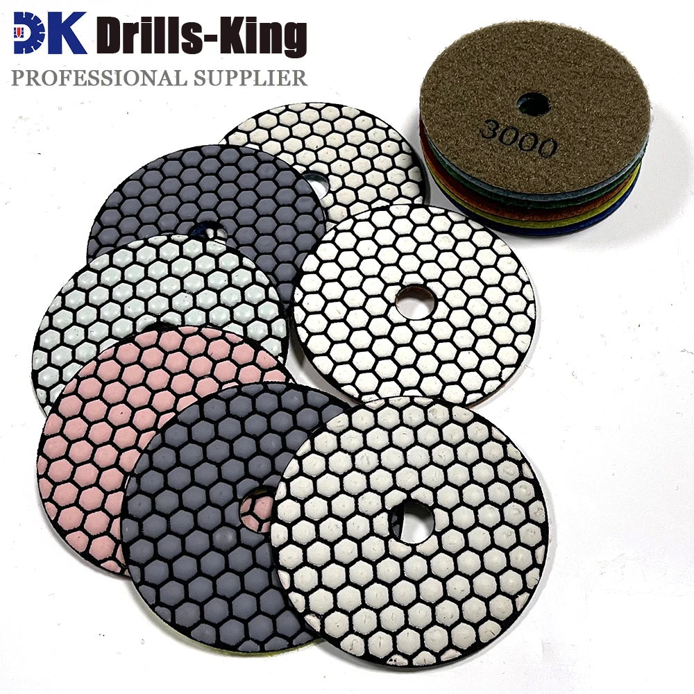 

7pcs 4inch 100mm Dry Diamond Polishing Pads Set Resin Bond Marble Granite Grain#50-#3000 Grinding Disc