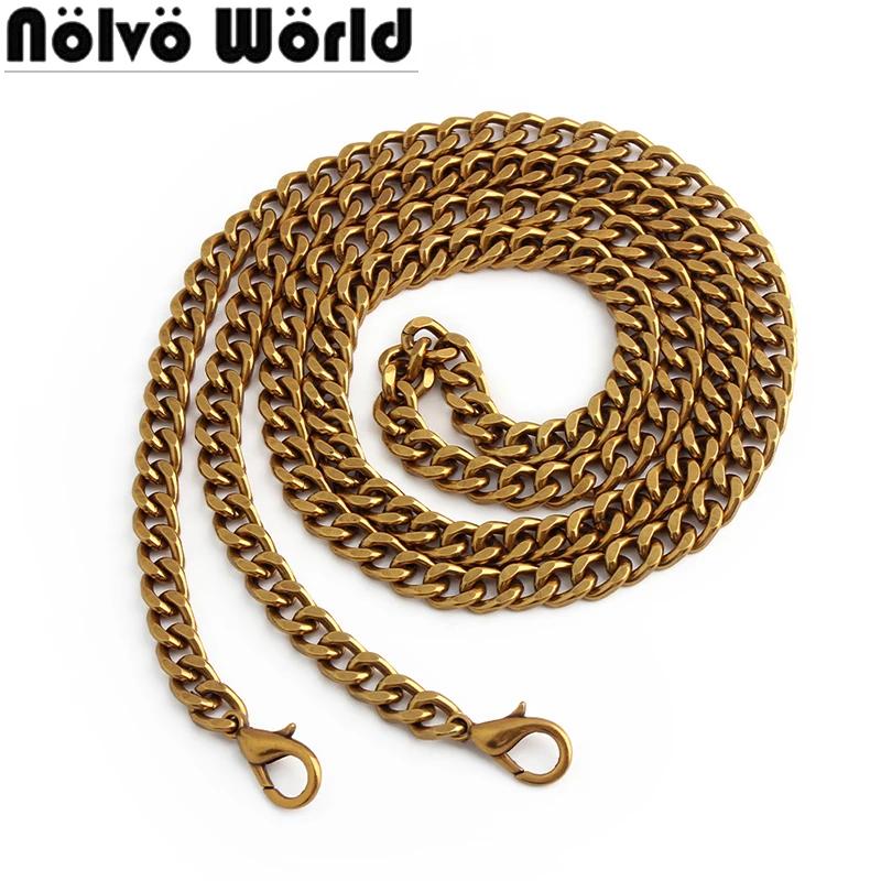 5 piece 8mm wide,90cm -130cm Antique Old Gold color chain for making handbag strap bag parts