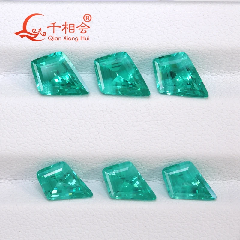 kite shape diamond cut lab grown paraiba color Yttrium Aluminum Garnet Cultivated Tsavorite with inclusions YAG gem stone