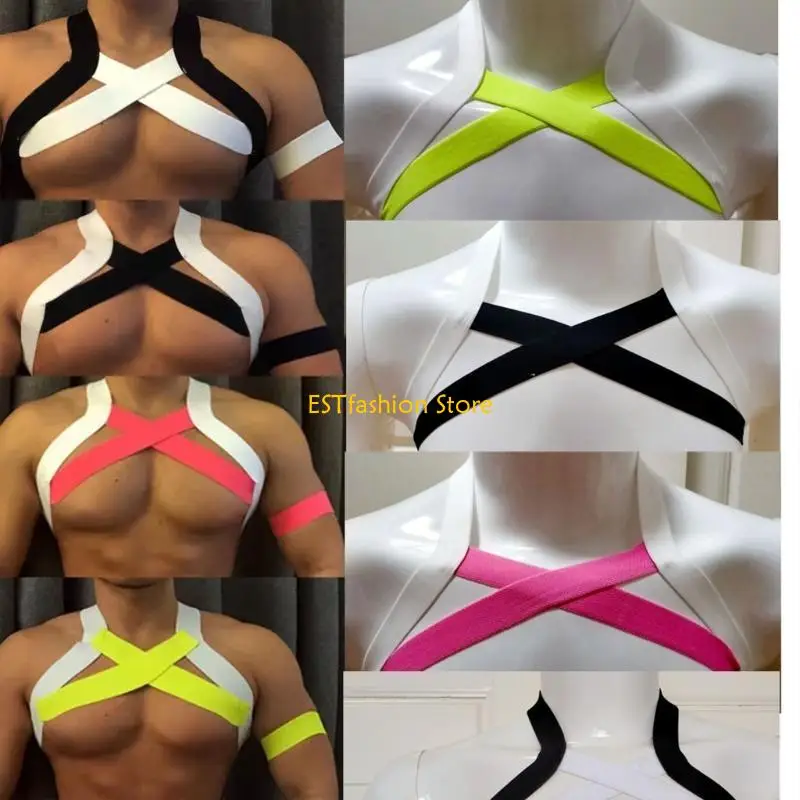 Y5GC Punk Chest Harness Belt for Men Gothic Body Shoulder Arm Belts Muscles Protector