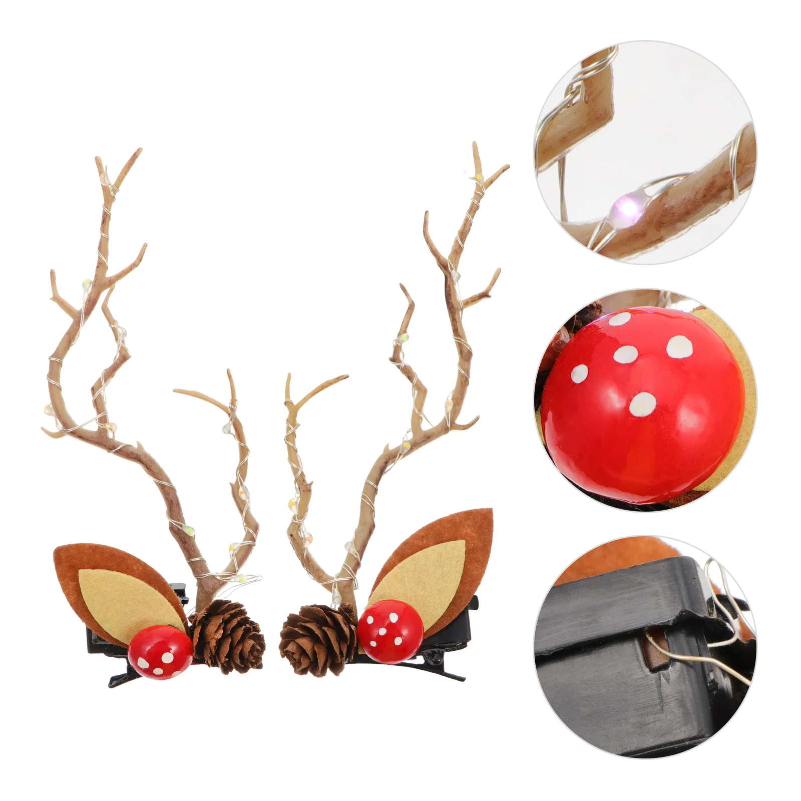 

4pcs Reindeer Hair Clips Novelty Christmas Barrette Plastic Girl Accessories Festive Party Hairpins Xmas Cosplay Toy