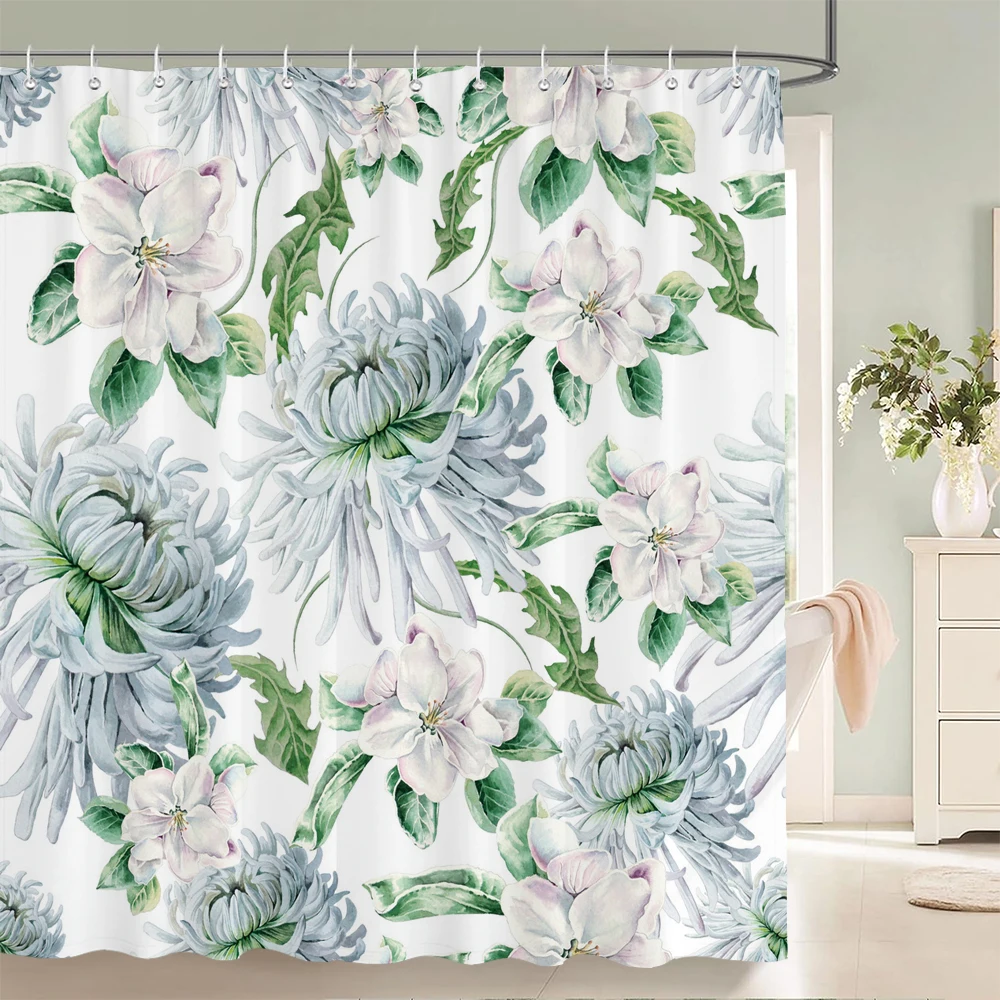 

3d Bathroom Curtains Tropical Plant leaves Monstera Shower Curtain With 12 Hooks Home Decoration Washable Fabric Bath Screen