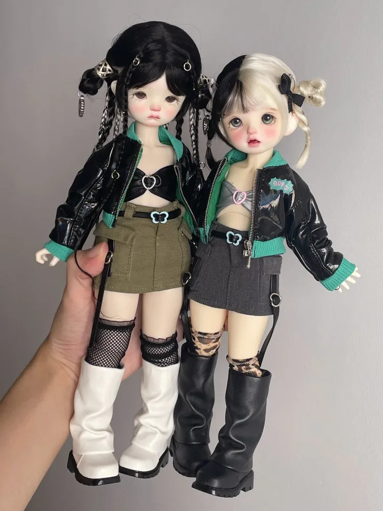 

Кожаная куртка, юбка-карго для одежды для куклы BJD 1/6 YOSD