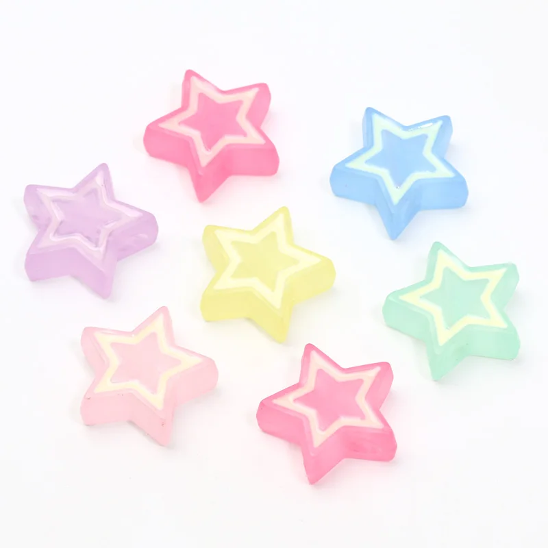 10pcs 22mm Mixed Color Five-pointed Double Layer Star Acrylic Loose Spacer Beads for Jewelry Making DIY Bracelets Accessories