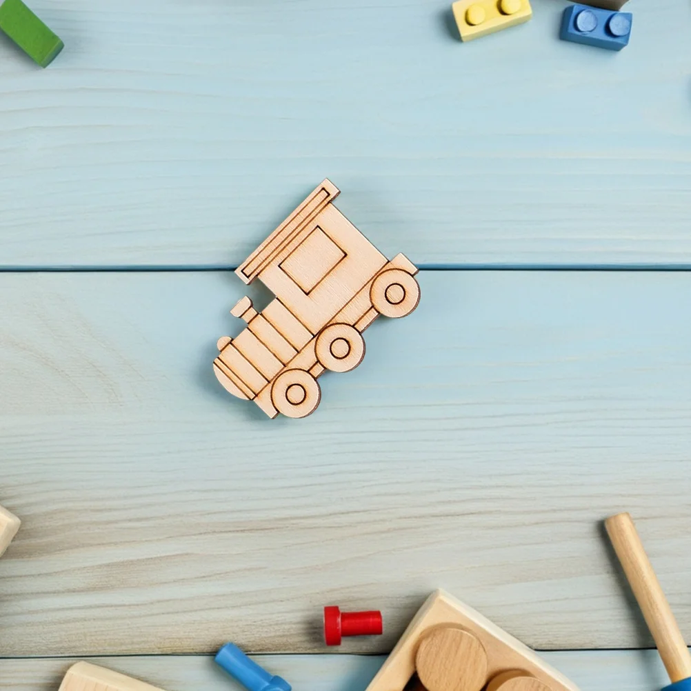 

25Pcs Craft Wood Slices Unfinished DIY Blank Cutouts for Painting Kids Creative Projects Helicopter Car Excavator