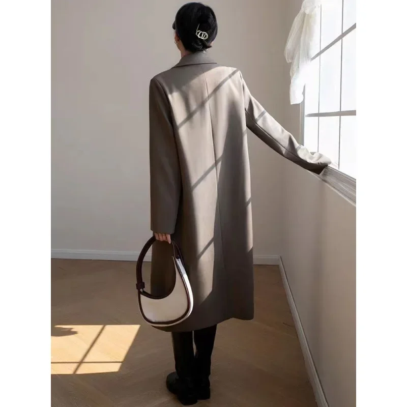 Long Trench Women Leisure Streetwear Office Lady All-Match Elegant Spring Temper Overcoats Minimalist Harajuku Windbreaker