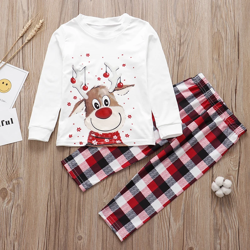 Milu deer Christmas Family Matching Pajamas Adults Kids Family Matching Outfits Top+Pants Xmas Sleepwear Pyjamas Baby Jumpsuit