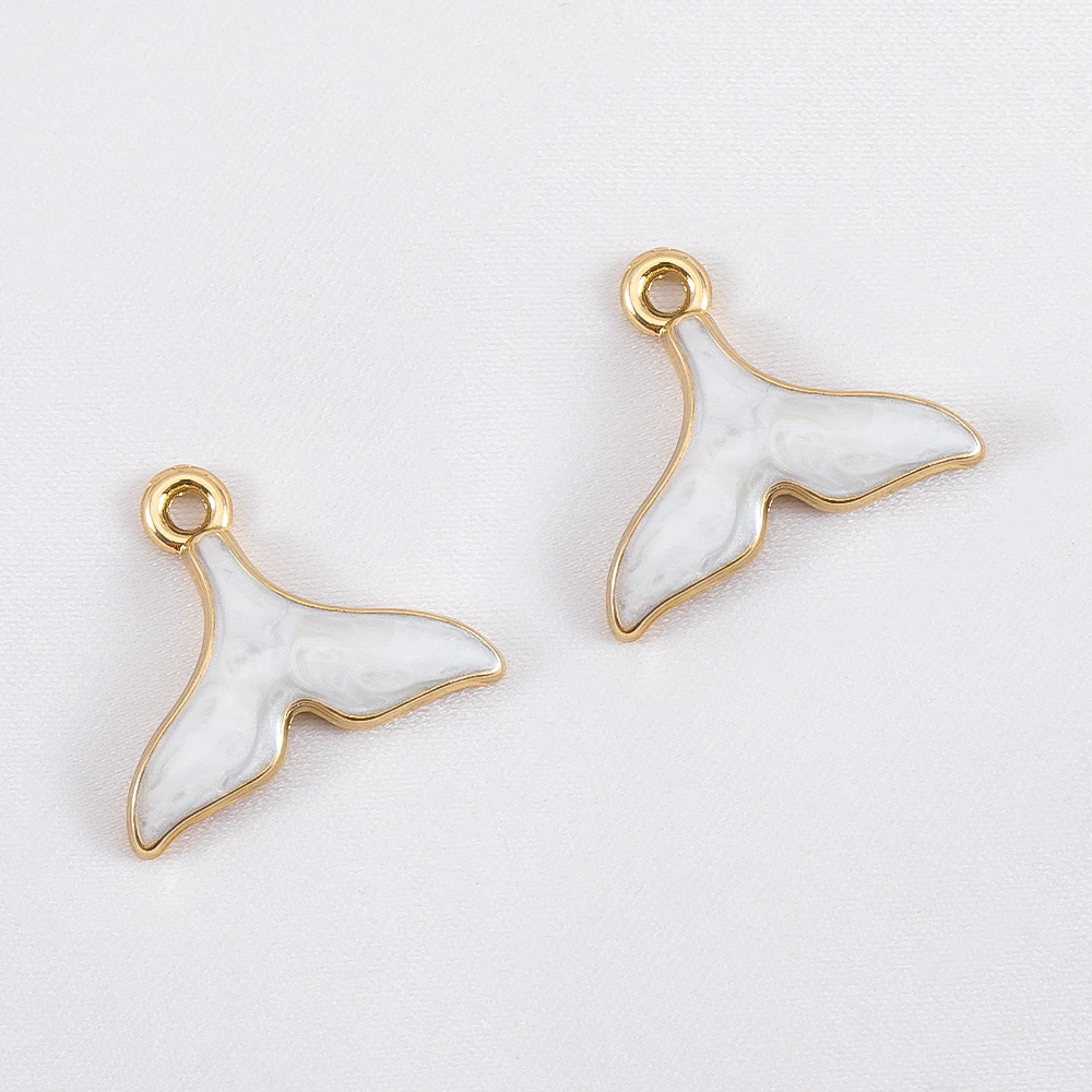 10 Stück Trend Weiße Emaille Ozean Koralle Muschel Fisch Knochen Fischschwanz Herz Charms Legierung Anhänger DIY Halskette Schlüsselanhänger Schmuckherstellung