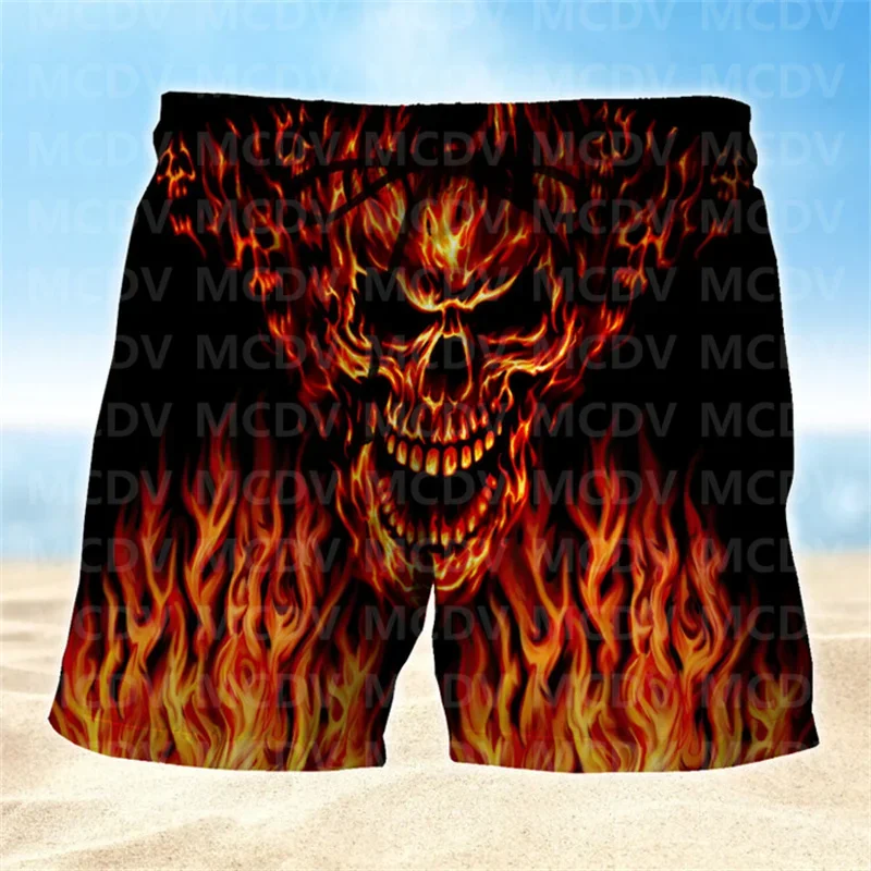 Skull Neither Hear Nor See Mens Boardshorts, Skull Lover Men\'s Swim Trunks, Skull Lover Hawaiian Shorts for Men