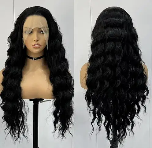 Synthetic Lace Front Wigs For Women Black Loose Curly Cosplay Wig Long Hair Role Play Wig Lace Front Natural Hairline Glueless