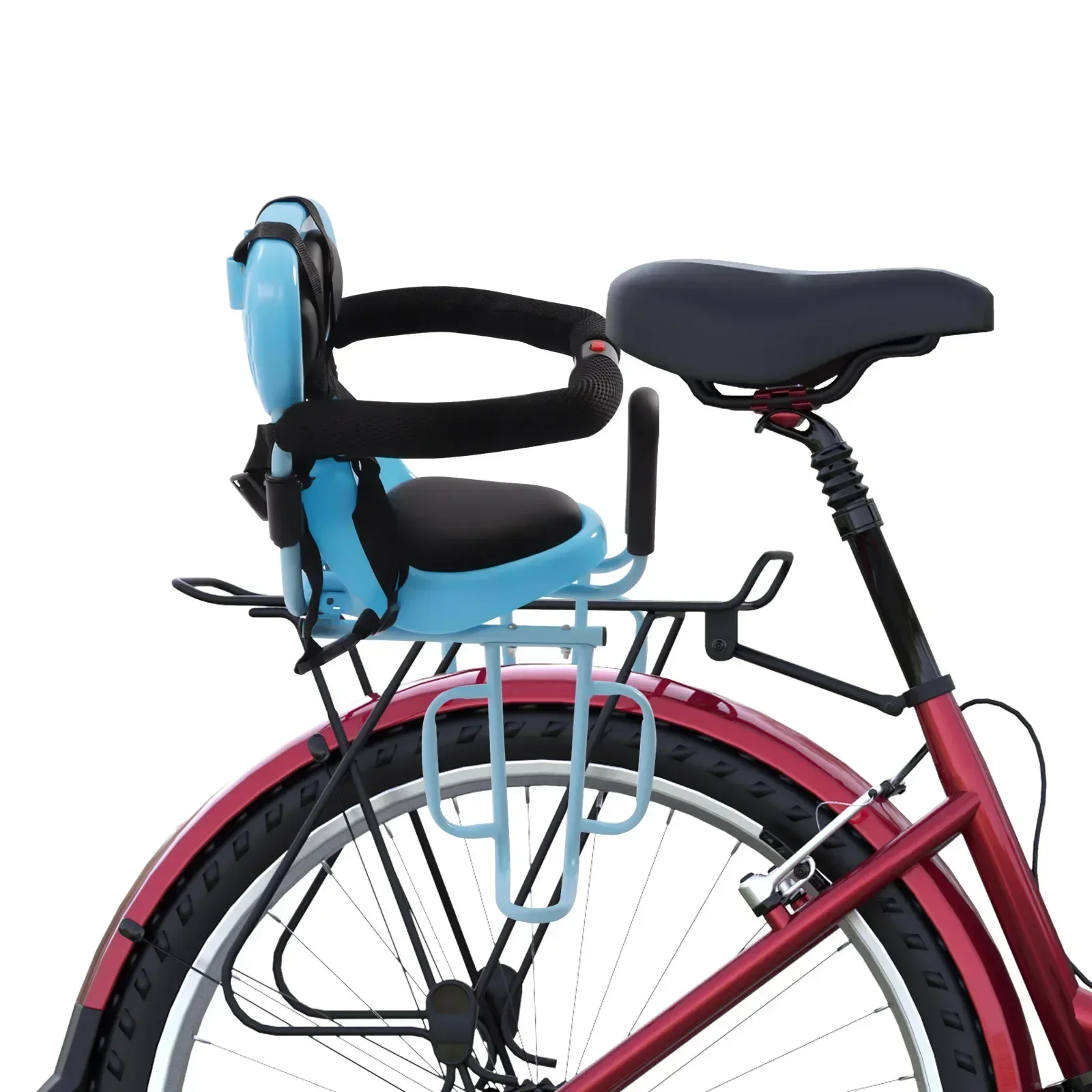 

Заднее крепление для детского велосипеда, удобное и безопасное заднее сиденье с подушкой для детей от 6 месяцев до 6 лет (синее)