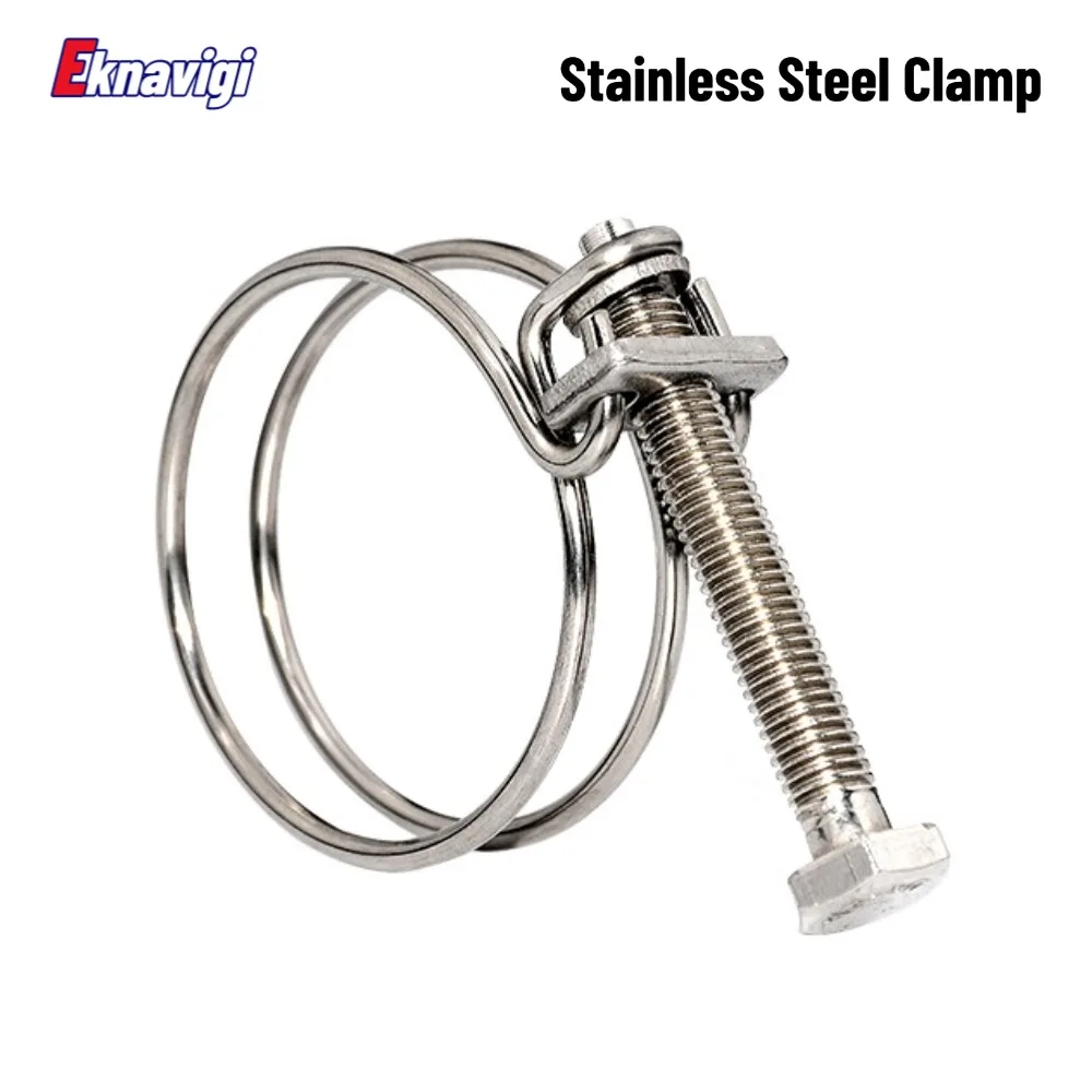5PCS 201 Stainless Steel Double Steel Wire Hoop Hose Clamp Clamp Water Pipe Fastening Clamp image 2