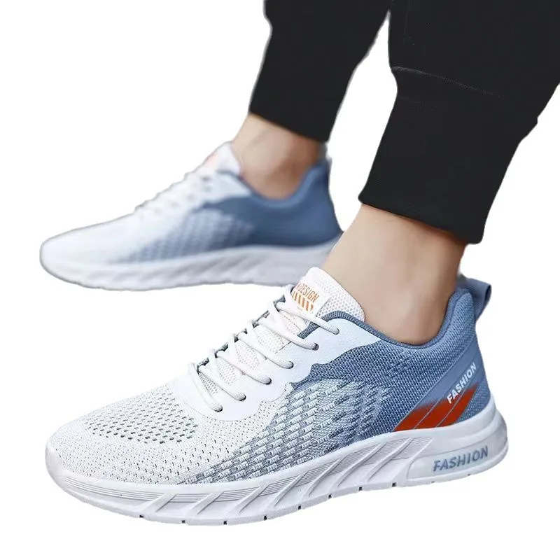 Chaussures de course en tricot respirantes pour hommes, baskets de sport légères, baskets athlétiques de gym décontractées, chaussures de tennis de jogging, coussin