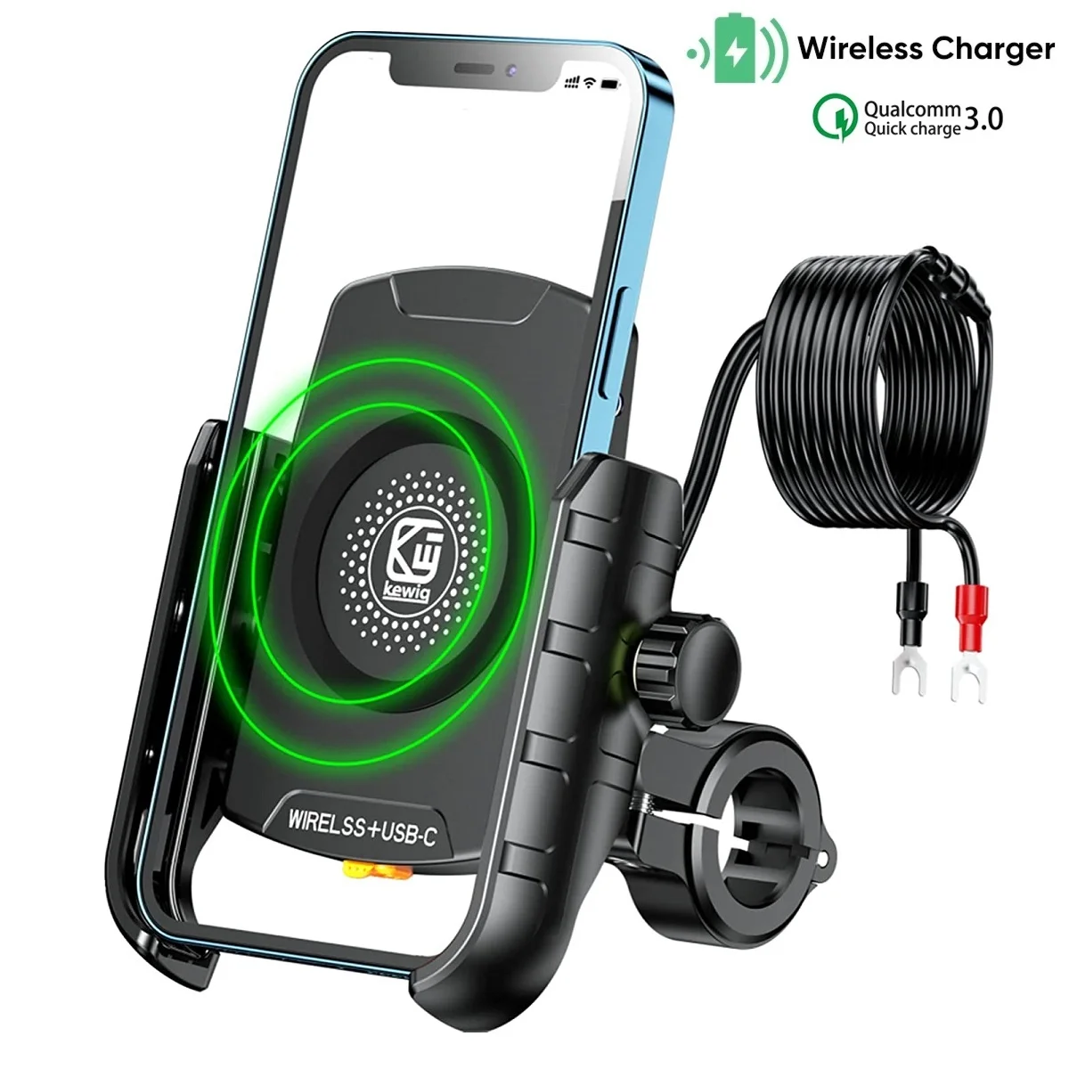 

Motorcycle Phone Holder Wireless Charging Cradle 3.0 Quick Charger GPS Moto Support Cellphone Handlebar Mount for 4-7 Inch Phone