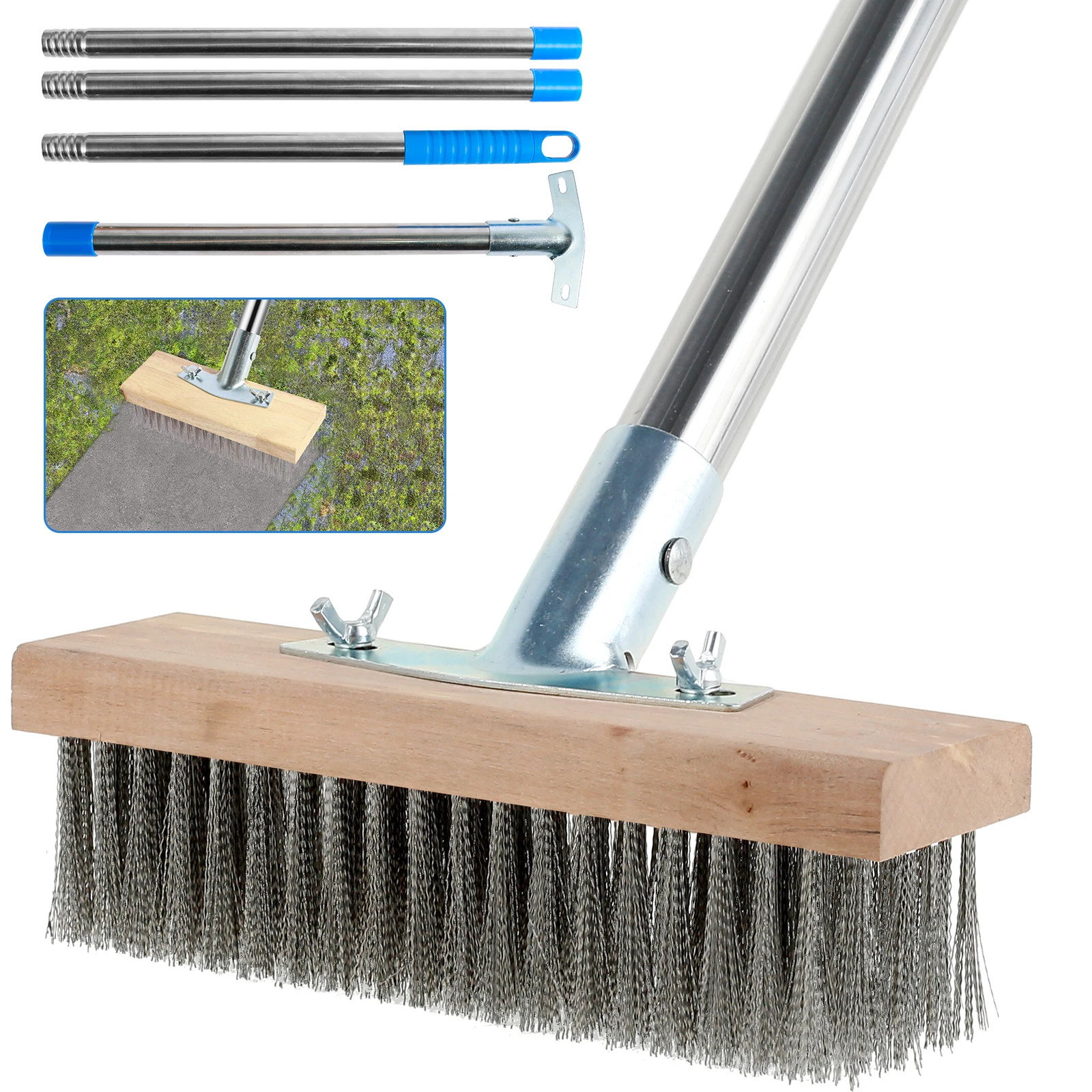 

Stainless Steel Wire Floor Brush Home Clean Scrubber Stain Remover Cleaning Broom Garage Patio Floor Steel Brush