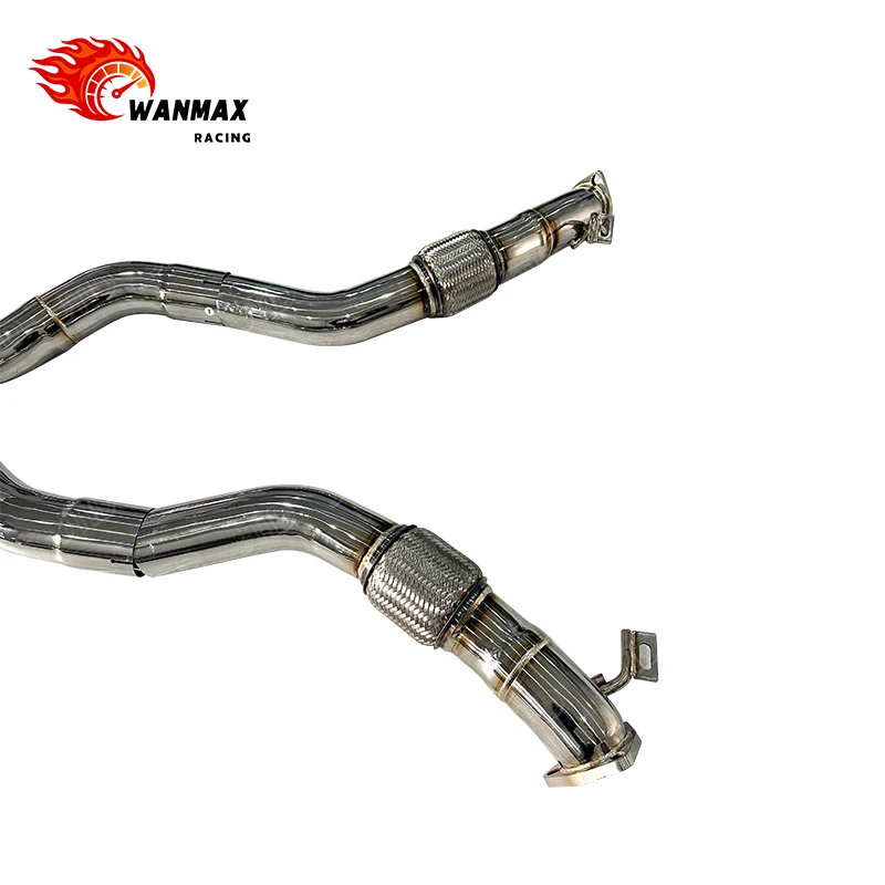 High Performance 70mm Front Pipe for 2019+  RS6/RS7 C8, No Center Muffler, Polished Stainless Steel, Fast Shipping