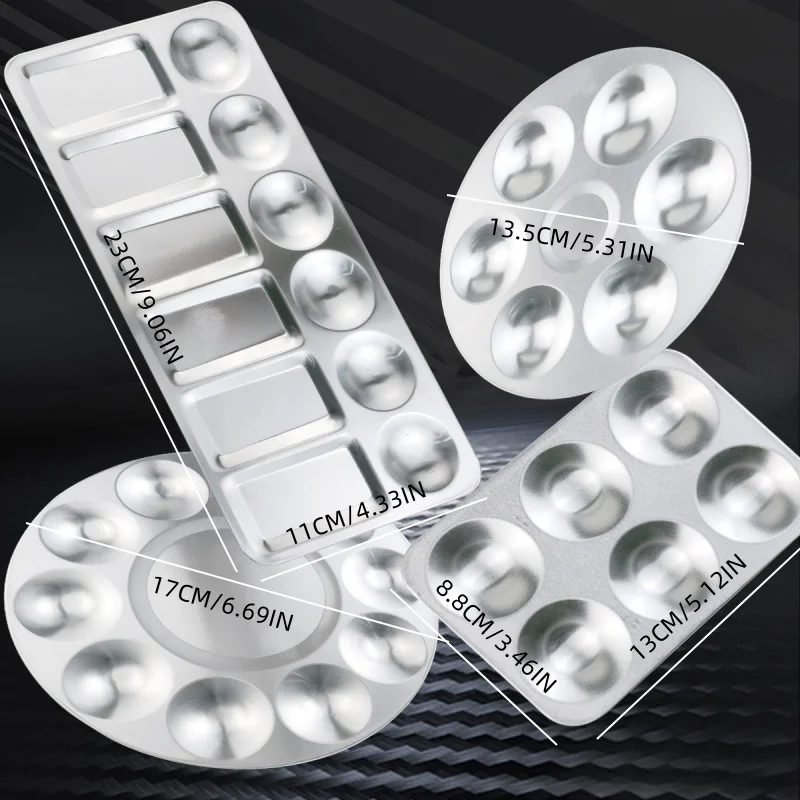 1pc/10pc Aluminum Painting Pigment Palette, Palette, Ceramic Tools, Aluminum Palette