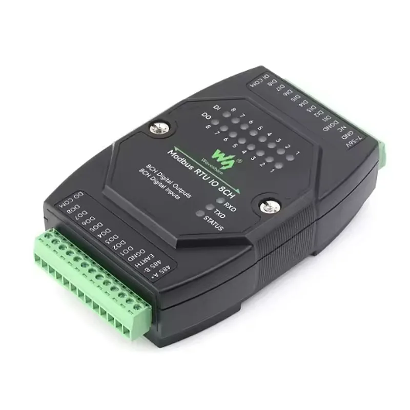 Industrial grade 8-channel digital input/output rail type DC7-36V wide voltage Modbus RTU module , Modbus RTU IO 8CH