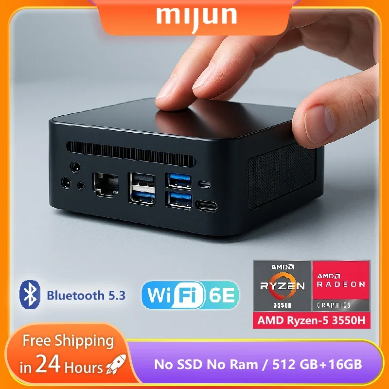 Mini PC AMD Ryzen 5 3550H CPU 2xDDR4 NVMe SSD Desktop MINI PC Gamers for AMD Computer mini pc ryzen WIFI6E BT5.3 windows 11 Pro