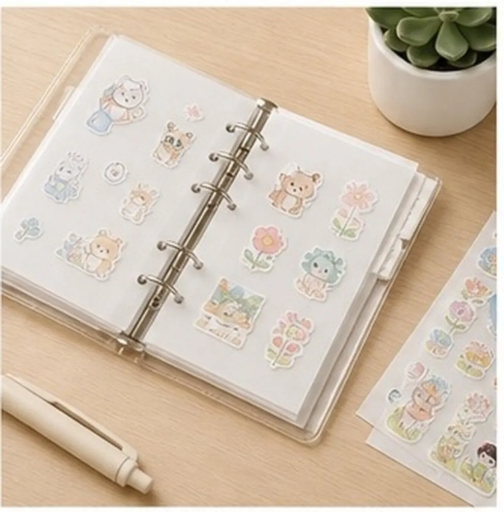 40Sheet Sticker Release Paper A6 Double-Sided Binder Refills 6 Ring Loose Leaf Notebook Insert Sheets Sticker Collecting