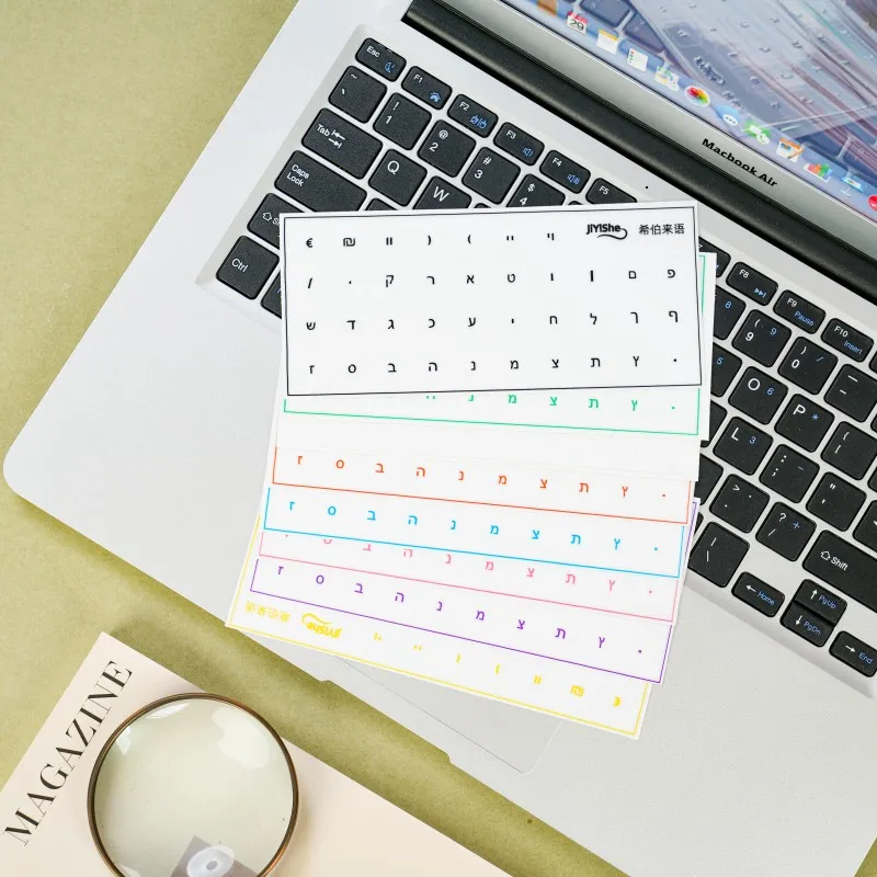 

【Hebrew】Keyboard Stickers That Leave a Trace When Removed, for Desktop and Laptop Computers, Individual Stickers, Universal Type, Transparent Side-Engraved Stickers