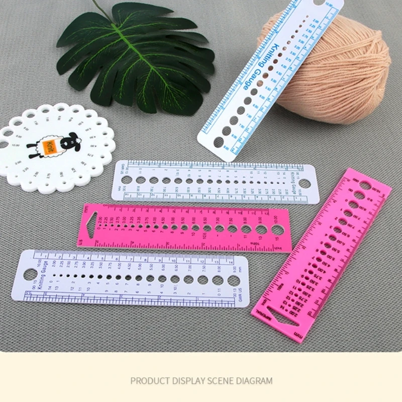 1PC Knitting Needle Gauge Measuring Tool Plastic Knitting Gauge Ruler Stitching Needle Gauge Tool, Circle Geometric Template