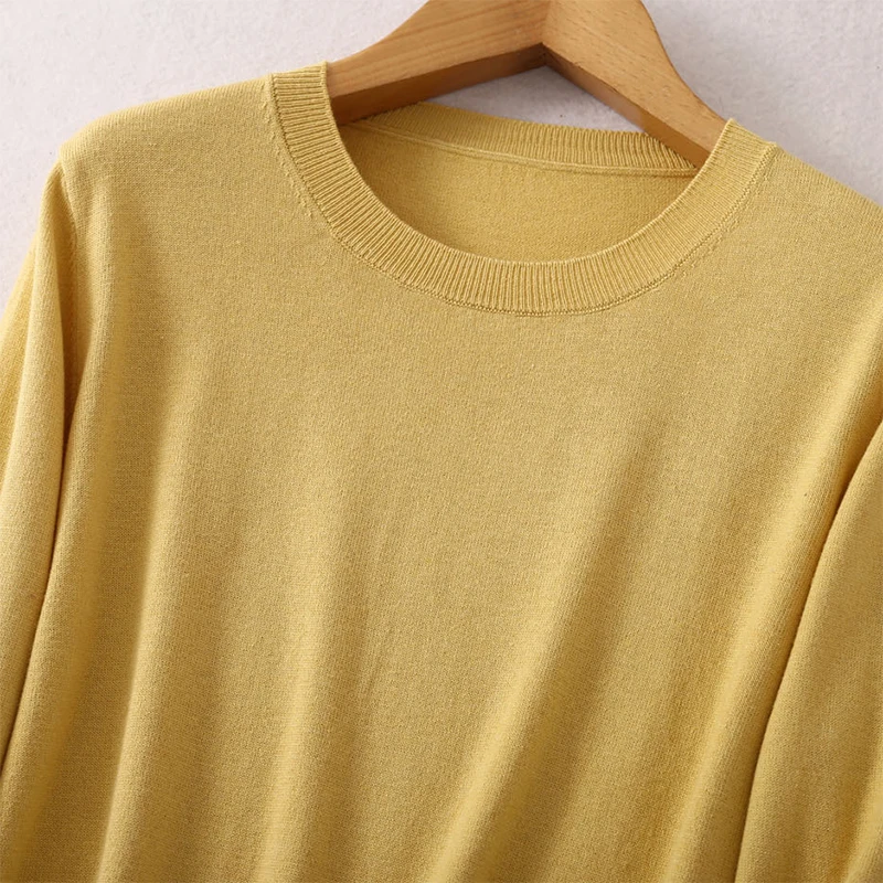 Women 85% Silk 15% Cashmere Round Neck everyday Long Sleeve Pullover Sweater Top Shirt JN541