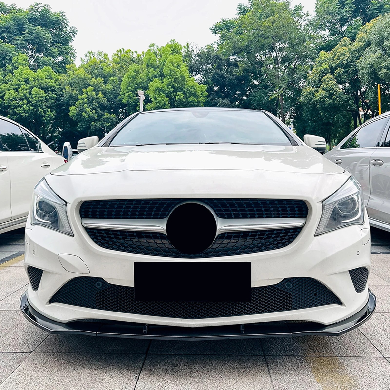 For Mercedes Benz CLA Class C117 2013-2015 Standard Models Front Bumper Spoiler Lip Carbon Fiber Look/Gloss Black Splitter Blade