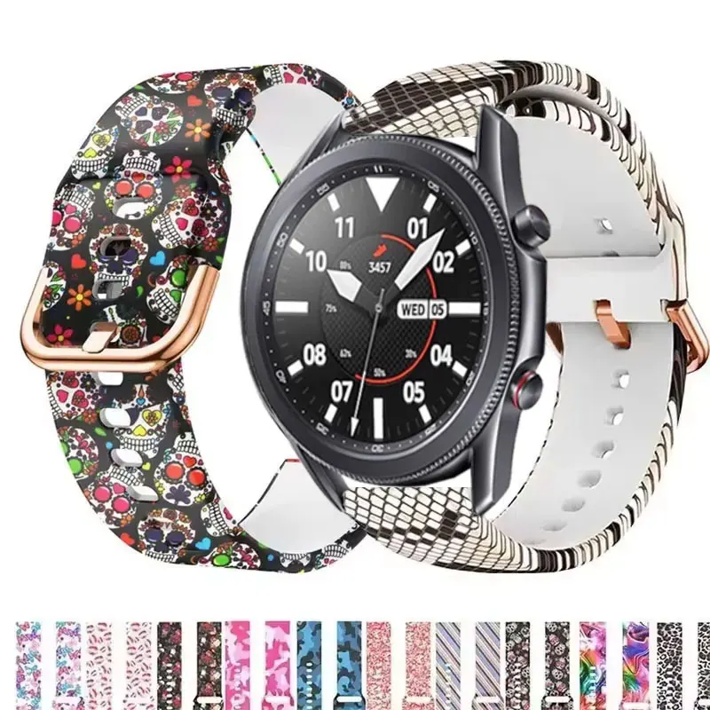 طباعة سيليكون حزام لساعة سامسونج جالاكسي 7 6 5 4 الفرقة 40 مللي متر 44 مللي متر كلاسيك/جير S3 20 مللي متر 22 مللي متر سوار ل Amazfit GTS 2 3 4