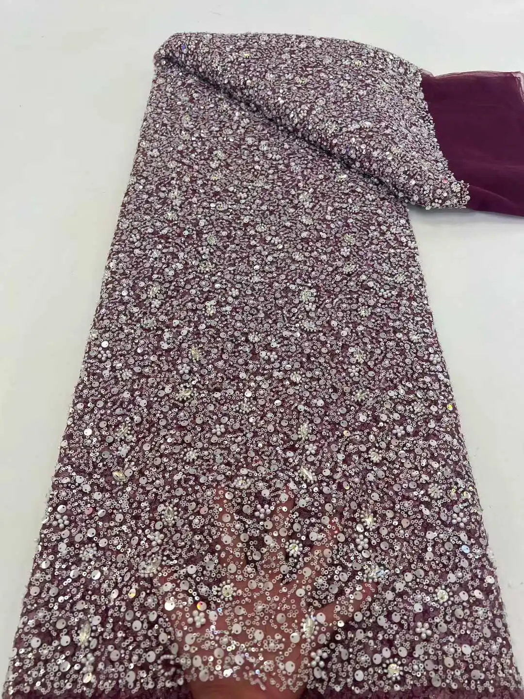 

Элегантная нигерийская африканская кружевная ткань с 3D-вышивкой бисером, 2026, высококачественная, с пайетками, для платьев